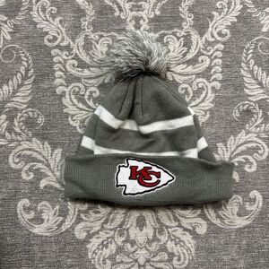 New Era Kansas City Chiefs Gray Striped Pom Knit Hat Unisex Winter